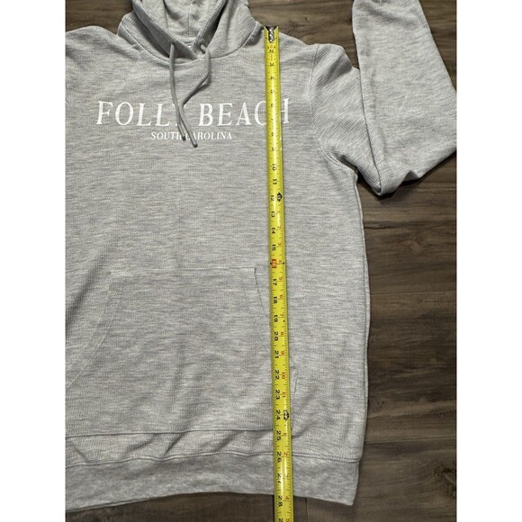 COMFORT AUTHENTIC HOODED SWEATSHIRT FOLLY BEACH SC UNISEX SZ L WAFFLED - Picture 3 of 6